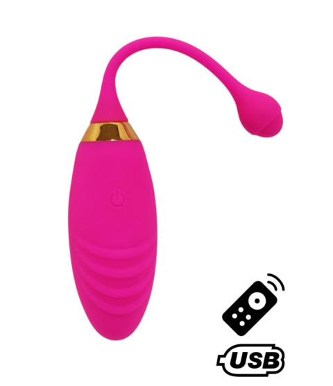 SUNDAY, Un Œuf vibrant USB avec télécommande, dans un silicone médical doux et rainuré - B21PNK